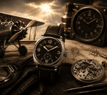 AVIGO watch with aviation background and vintage instruments 