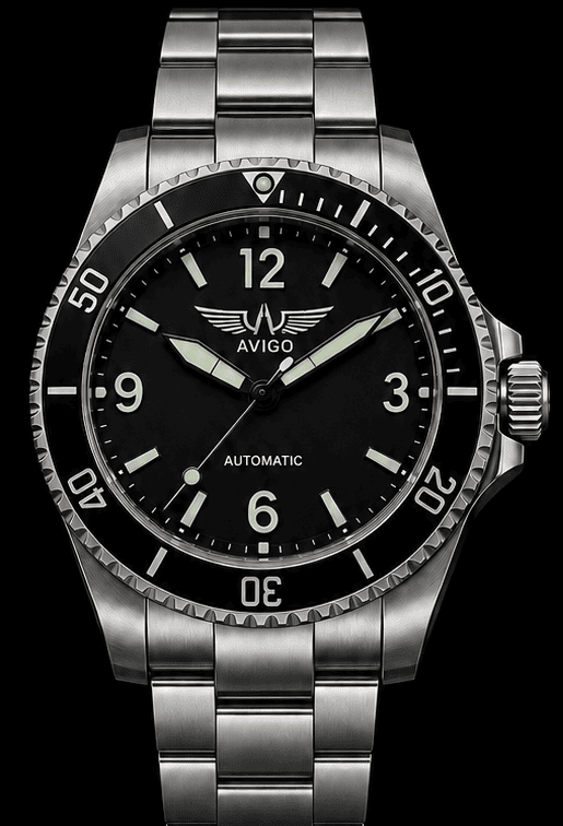 Luxury AVIGO automatic dive watch with aviation inspired design 