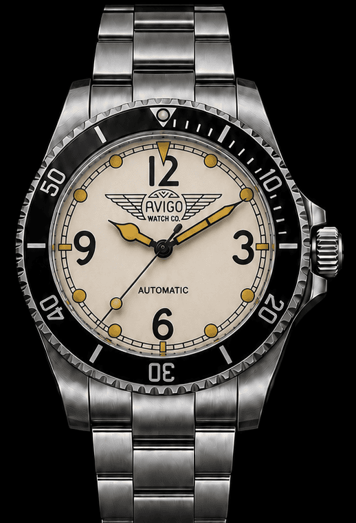 Luxury AVIGO watch with aviation inspired design and automatic movement 