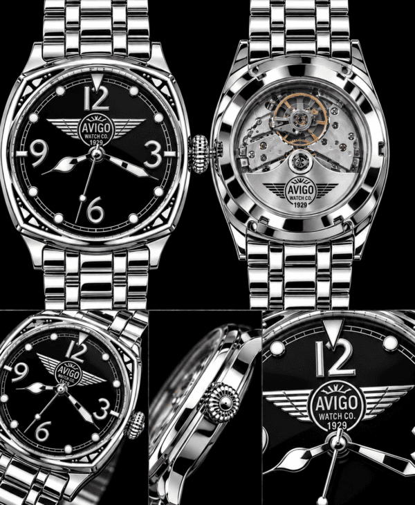 Luxury AVIGO watches with aviation inspired design and stainless steel bands 